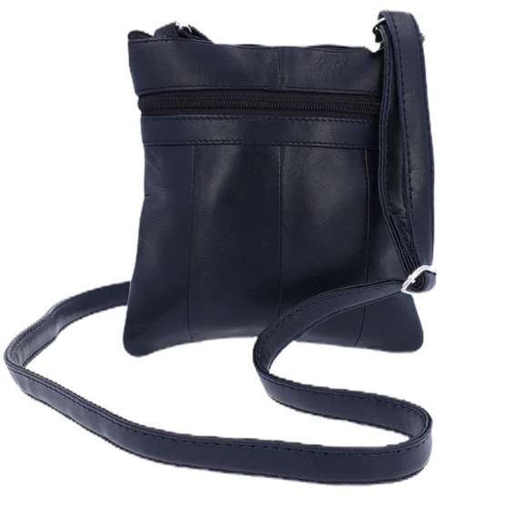 ❌SOLD❌ NEWAGE Leather Crossbody Sling Bag Navy - Picture 2 of 4